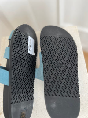 Hermès Blue Suede Chypre Sandals, 41