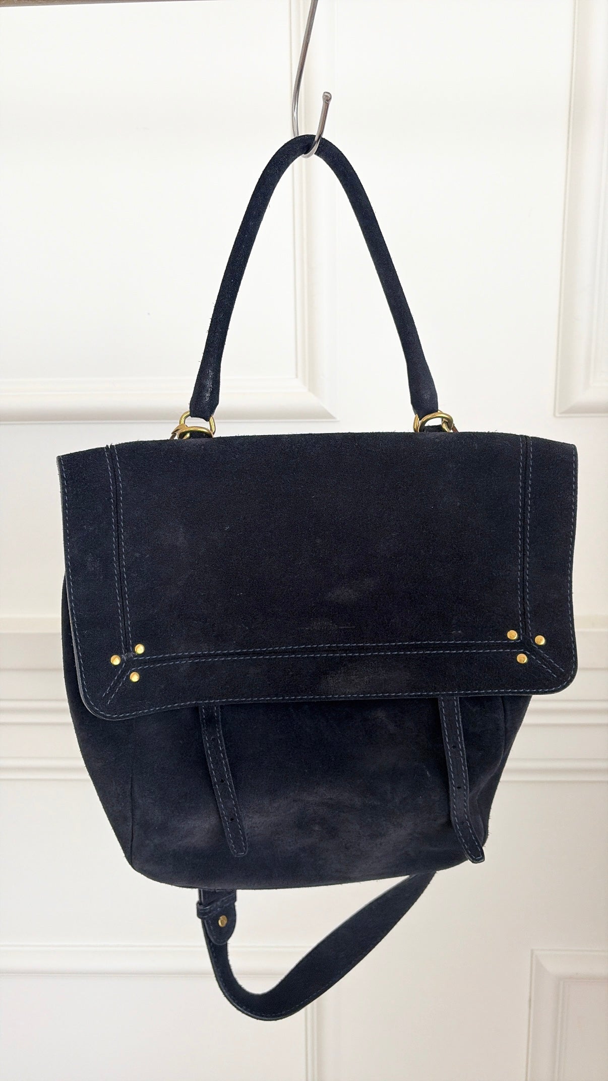 Jerome Dreyfuss Navy Suede Satchel Bag