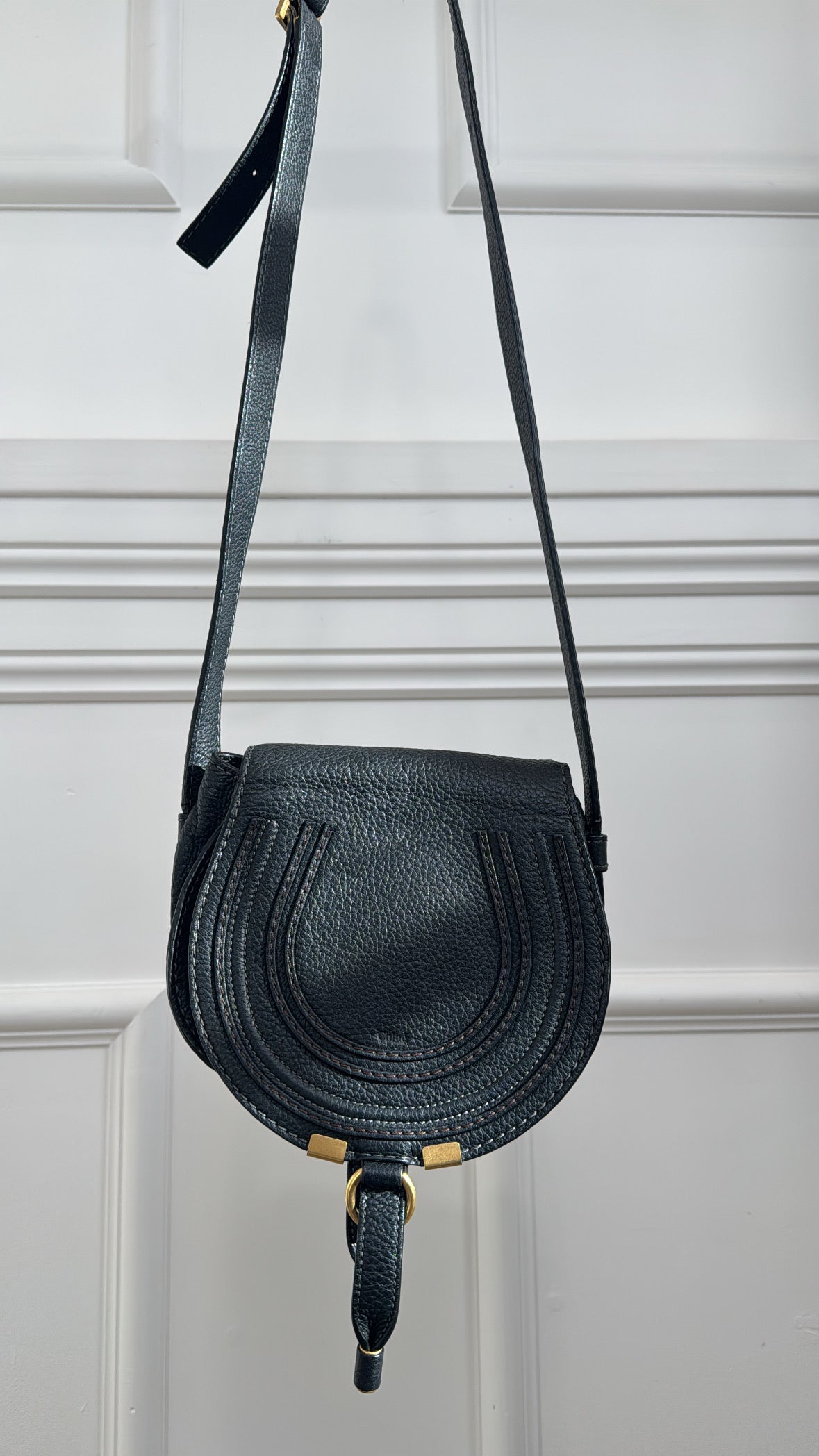 Chloé Black Grained Leather Marcie Bag Small