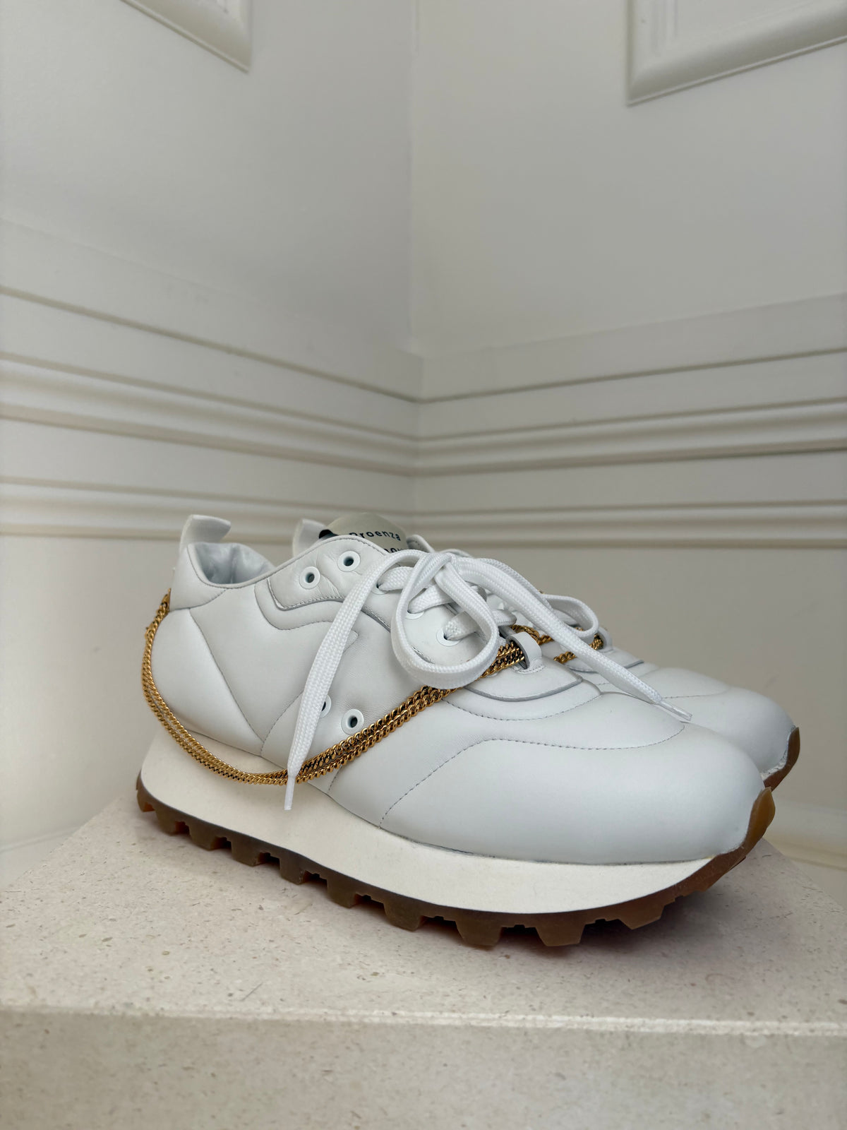 Proenza Schouler White Leather Chain Detail Sneakers, 40