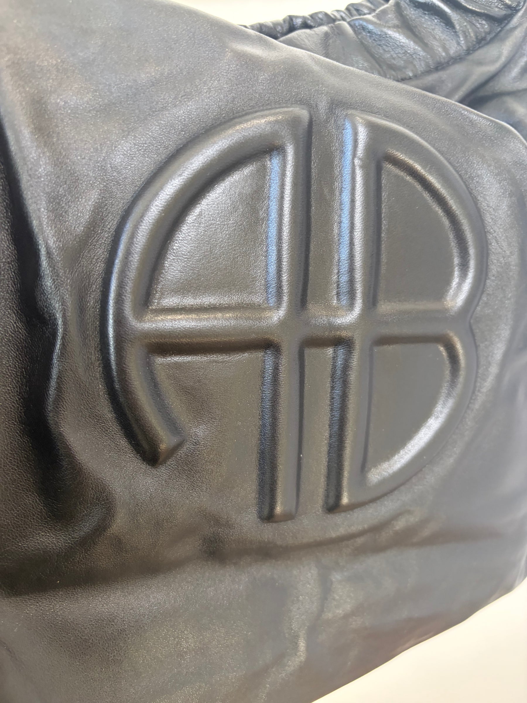 Anine Bing Black Leather Logo Shoulder Bag