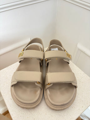 Dior Taupe Leather Dioract Sandal, 39