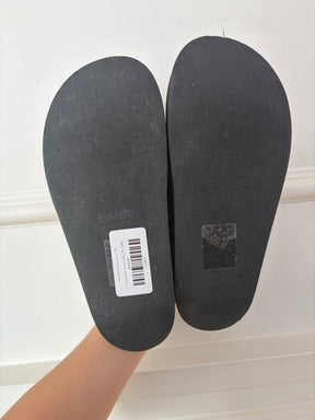 Ganni Brown Buckle Clogs, 38