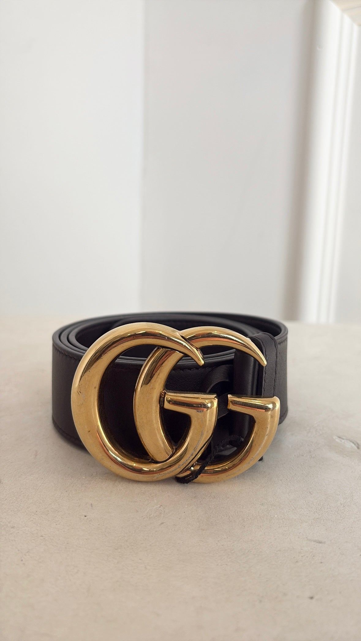 Gucci Black Leather Marmont Belt, 90