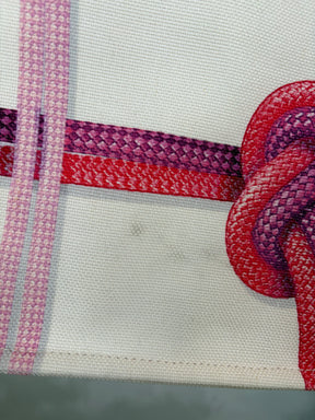 Longchamp Cream Pink and Purple Rope Print Canvas Tote