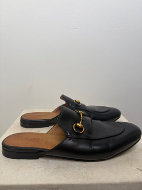 Gucci Horsebit Slides In Black Leather, 36.5