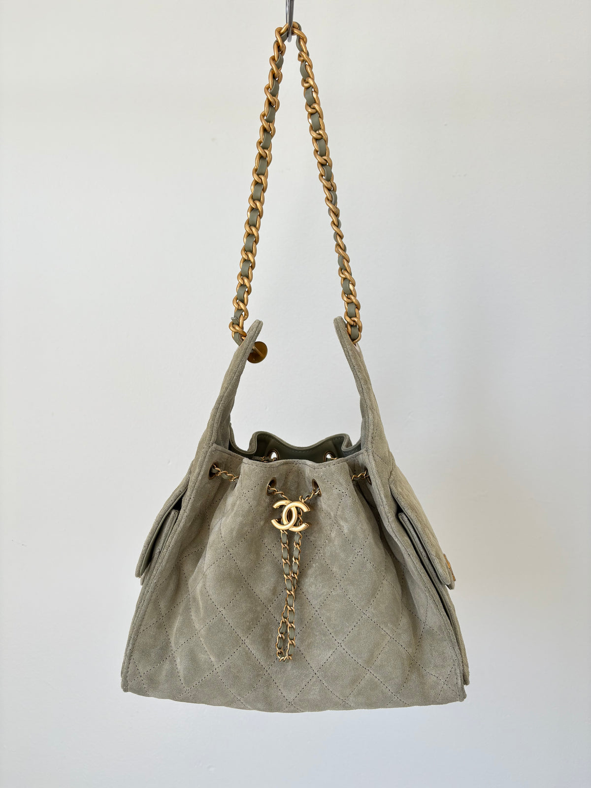 Chanel Small 25 in Sage Suede Bag