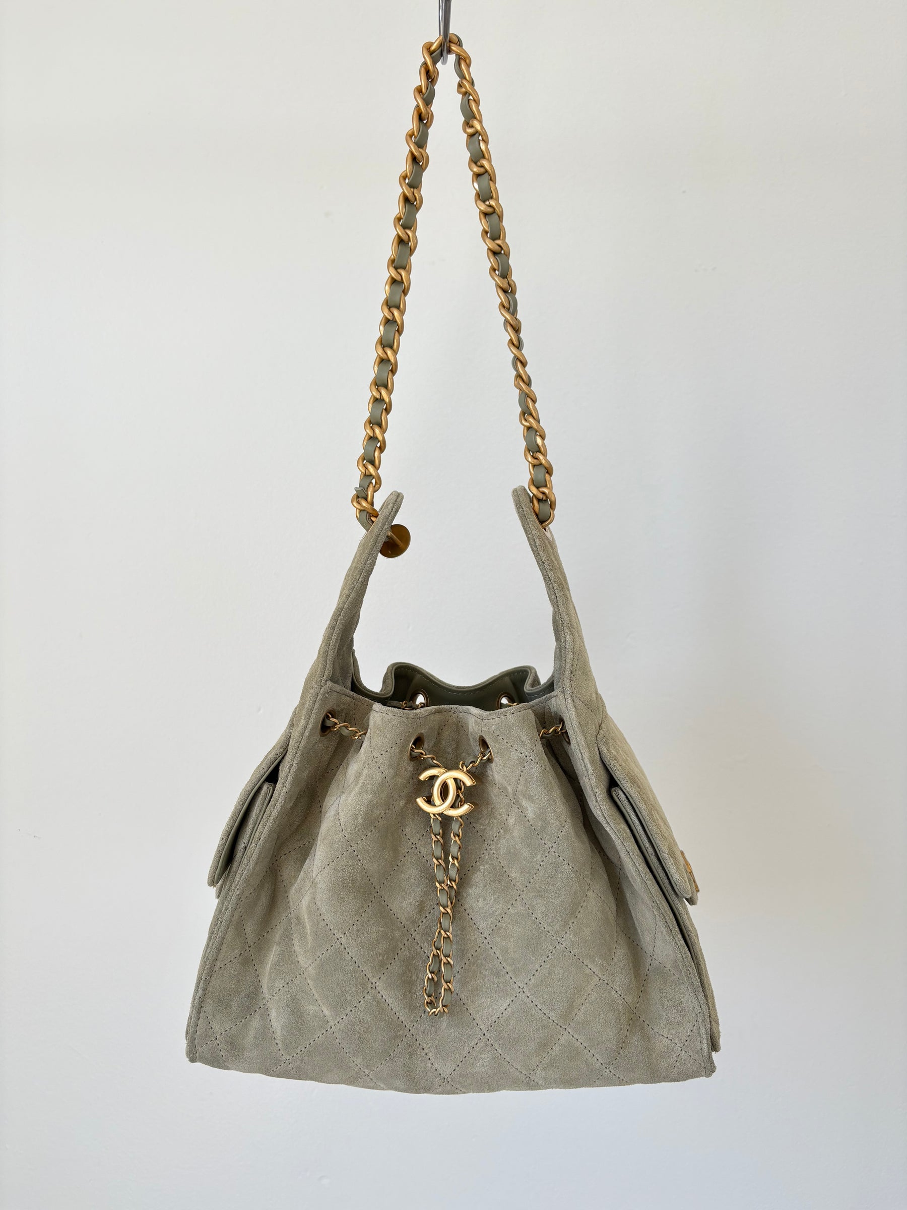 Chanel Small 25 in Sage Suede Bag