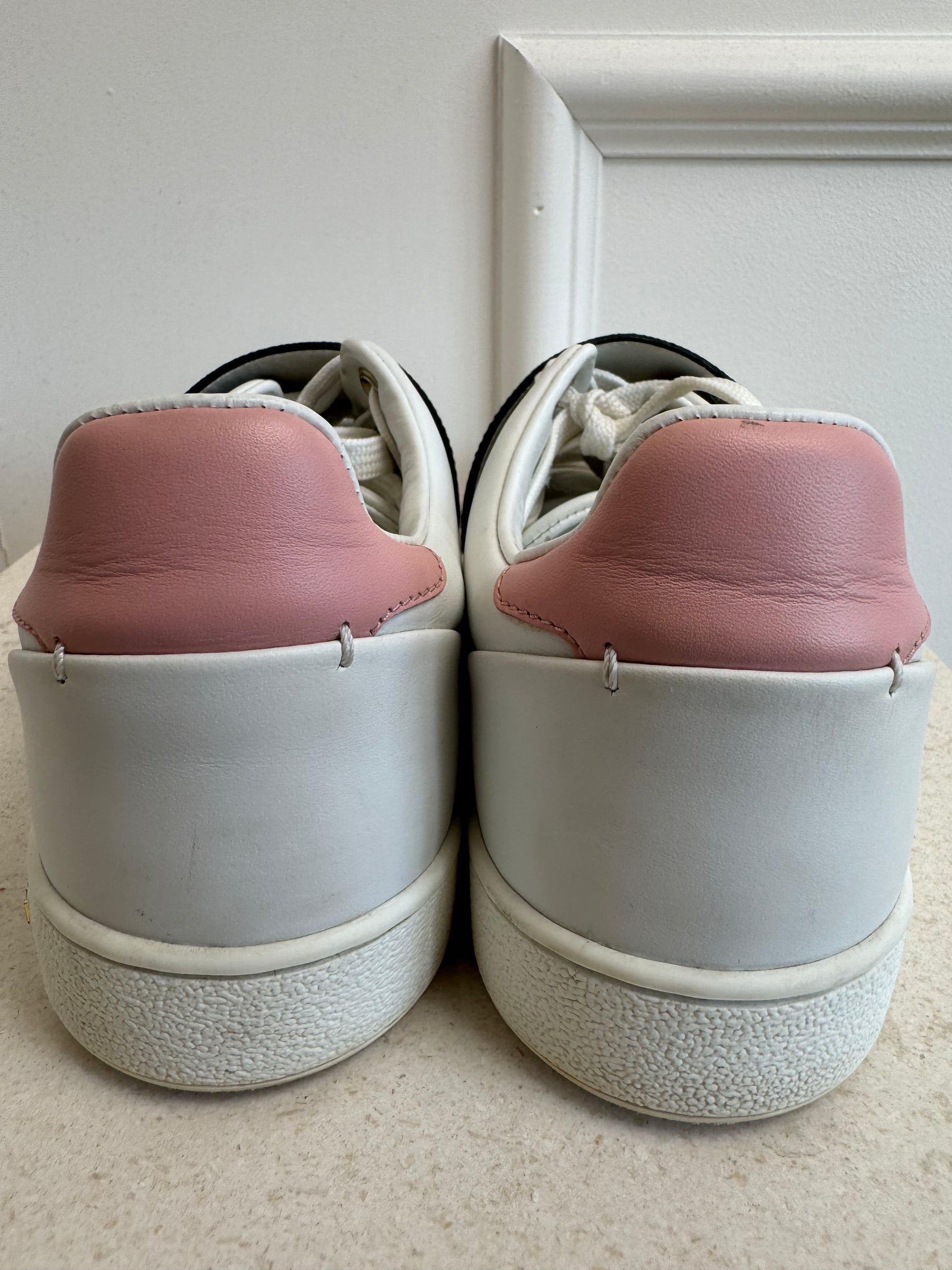 Louis Vuitton White Leather Monogram Strap Sneaker, 37