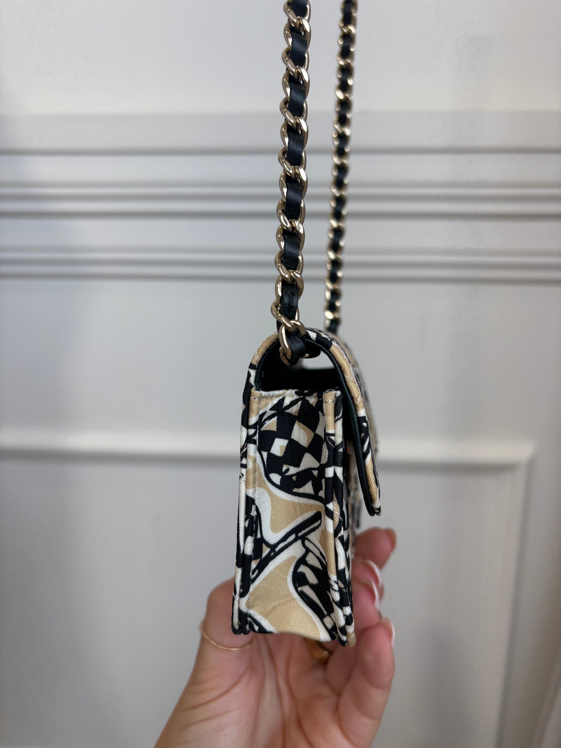 Chanel Chanel Black White and Beige Flag Print Mini Bag