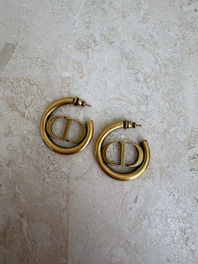 Dior Antique Gold CD Hoops