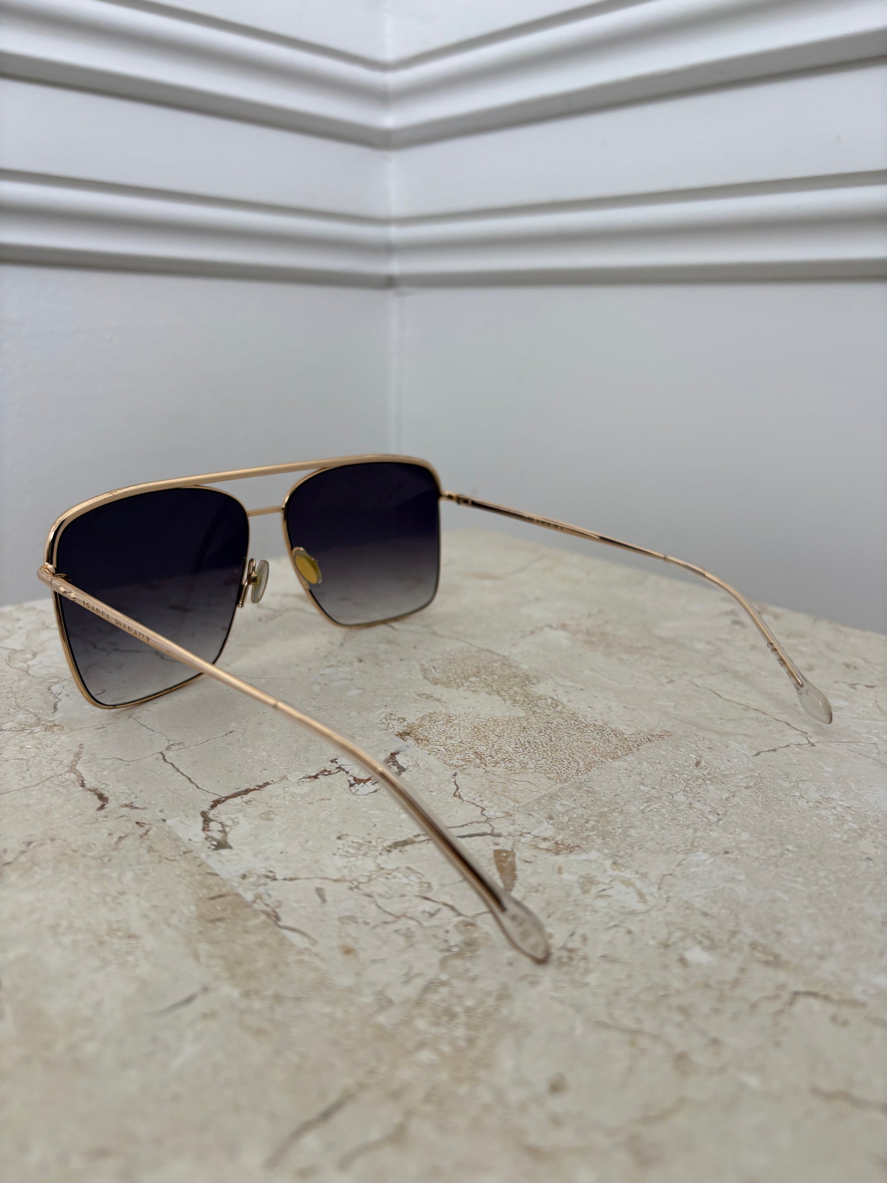 Isable Marant Gold Square Oversized Aviator Sunglasses