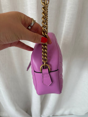 Gucci Mauve Quilted Leather Marmont Small Camera Bag