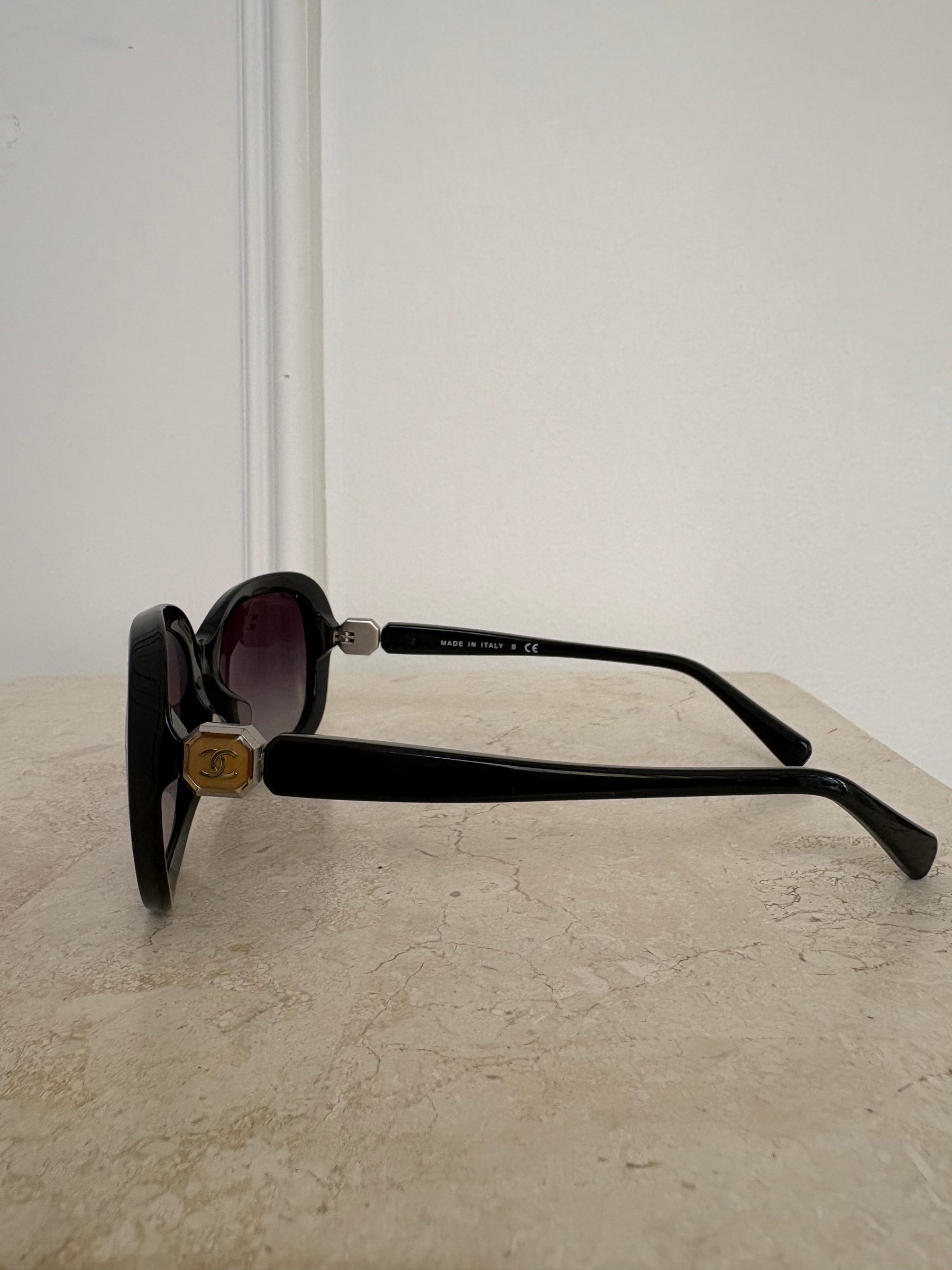 Chanel Black Rectangular Sunglasses