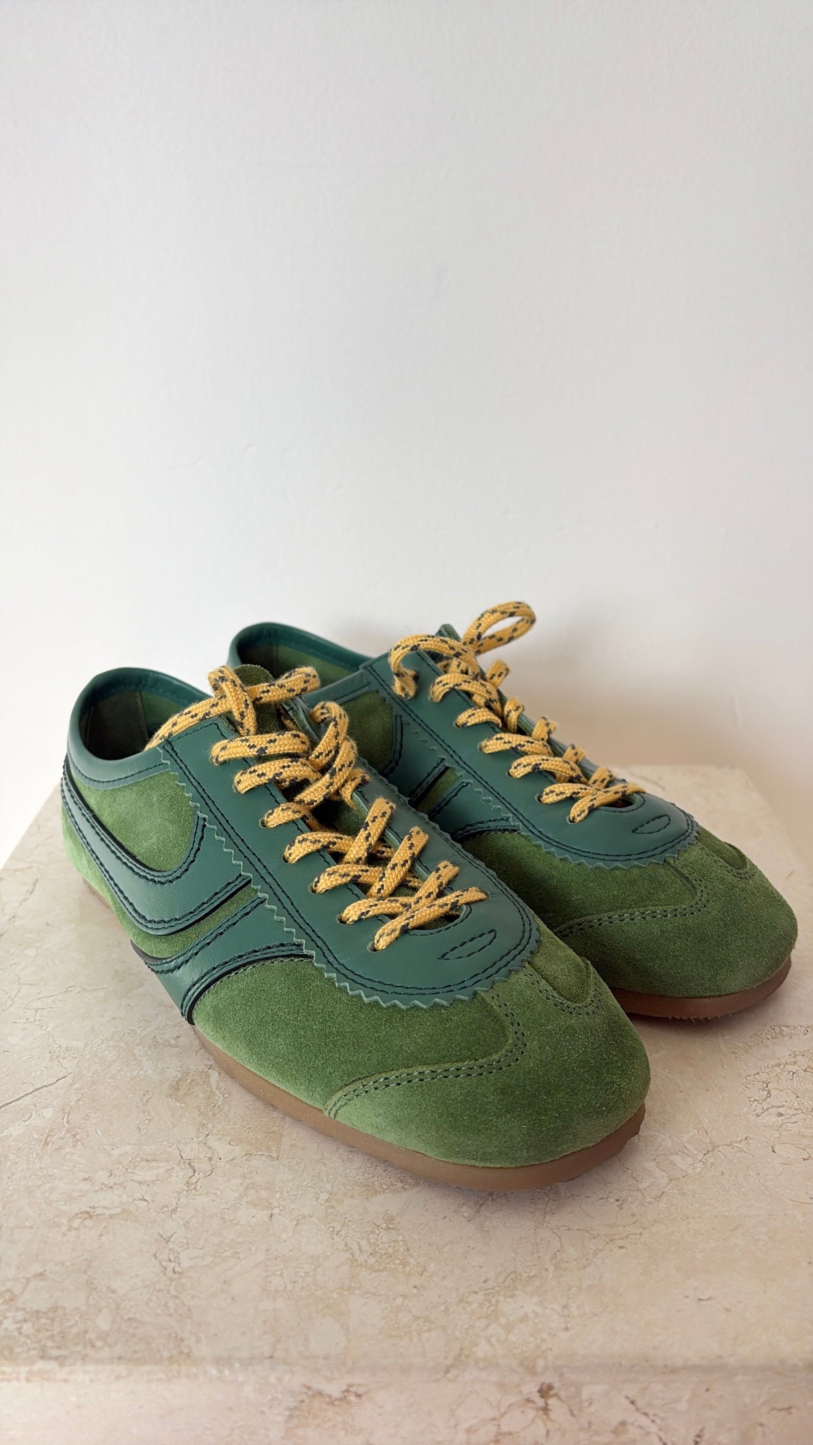 Dries van Noten Green Suede and Leather Sneakers, 36