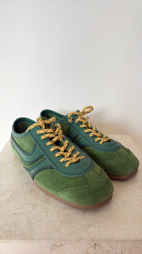 Dries van Noten Green Suede and Leather Sneakers, 36