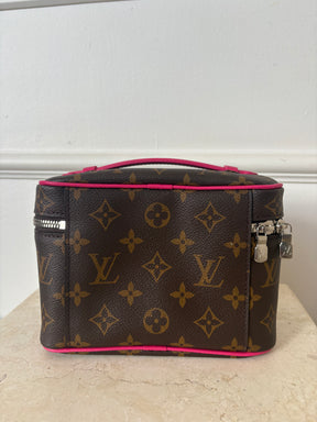 Louis Vuitton Canvas Monogram Nice Mini Toiletry Bag with Pink Leather Trim