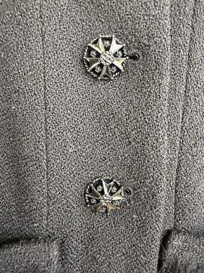 Chanel Black Wool Fringed Collarless Jacket, 38 FR
