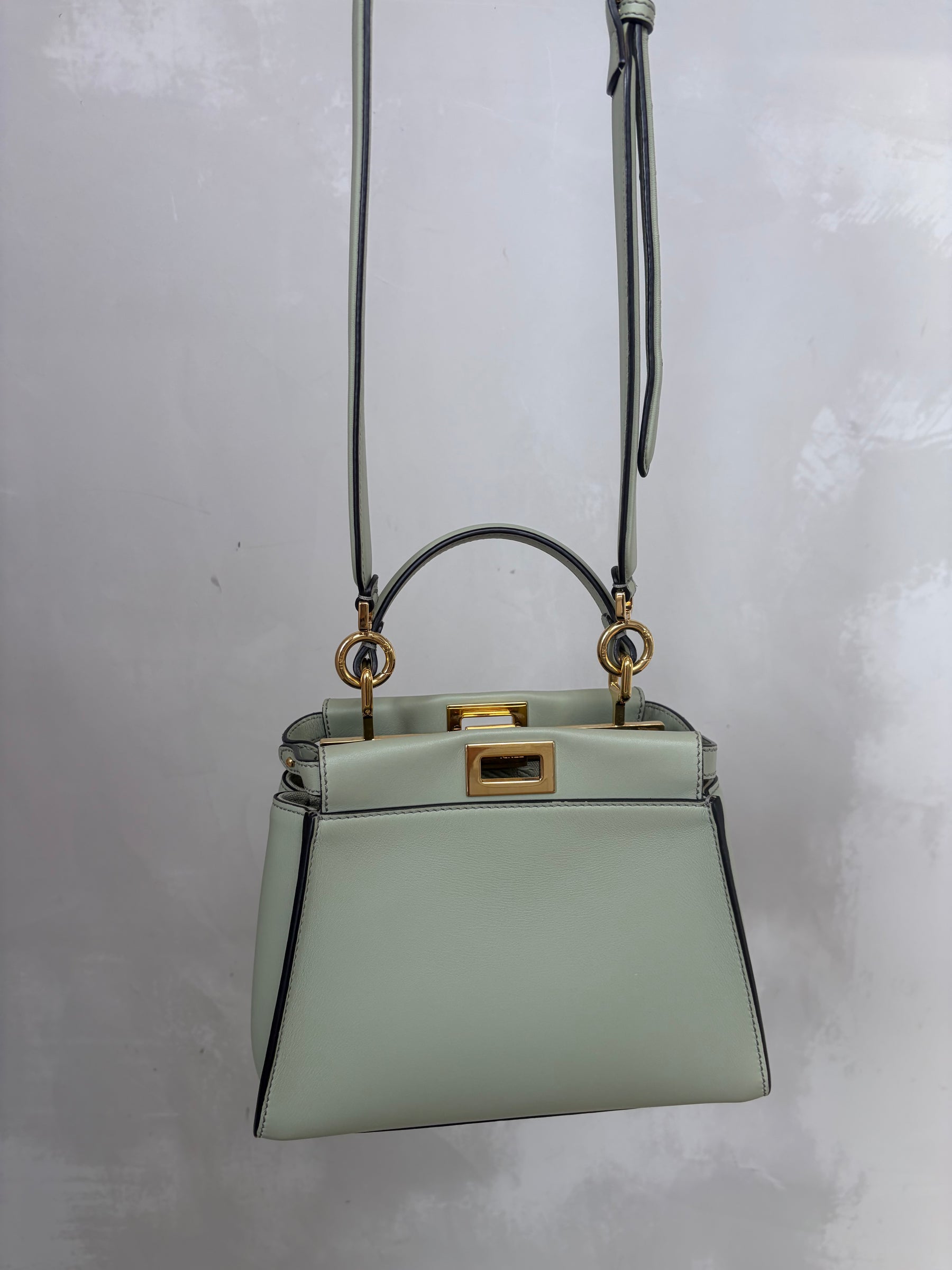 Fendi Sage Green Leather Mini Peekaboo