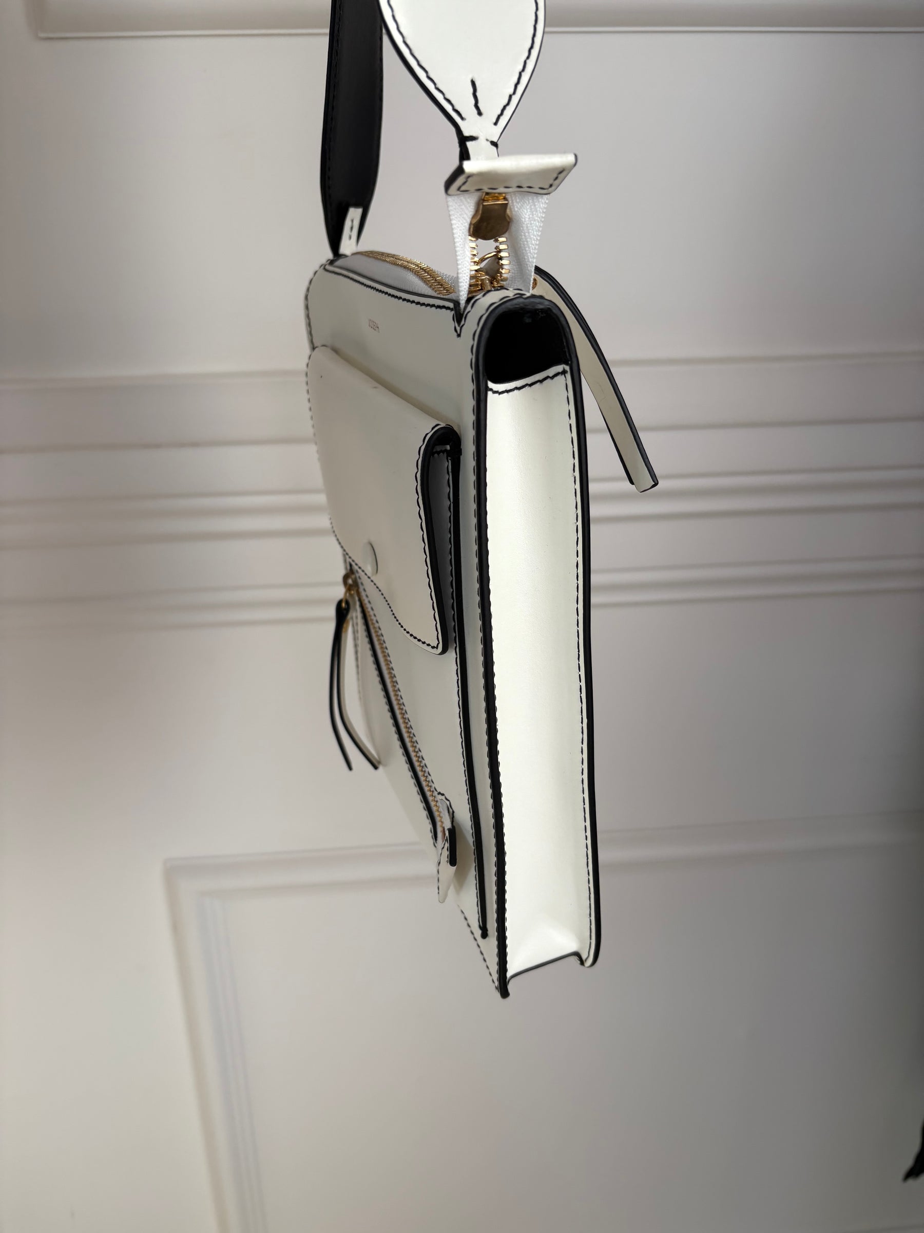 Joseph White Leather Flat Shoulder Bag