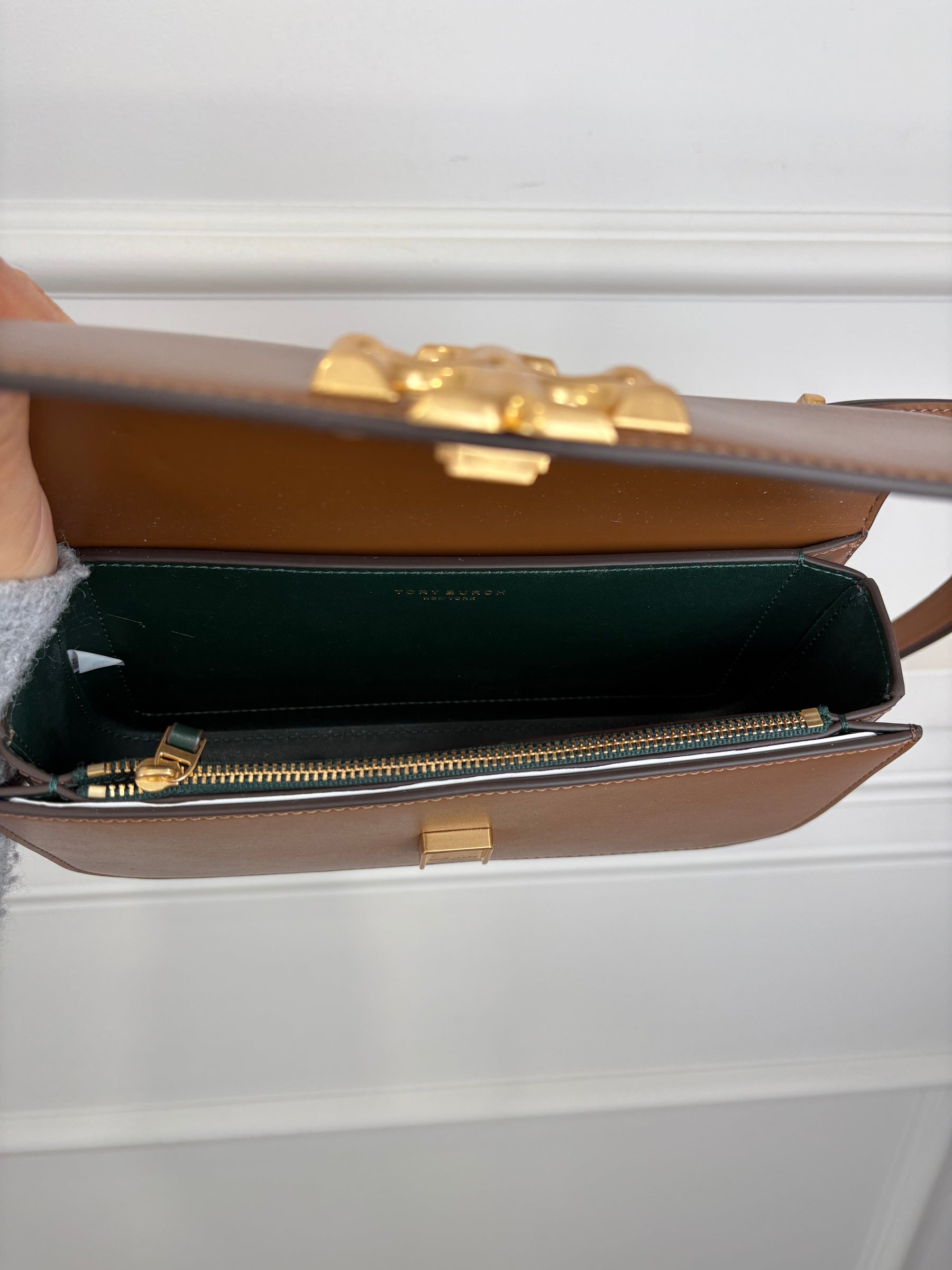 Tory Burch Tan Leather Logo Shoulder Bag