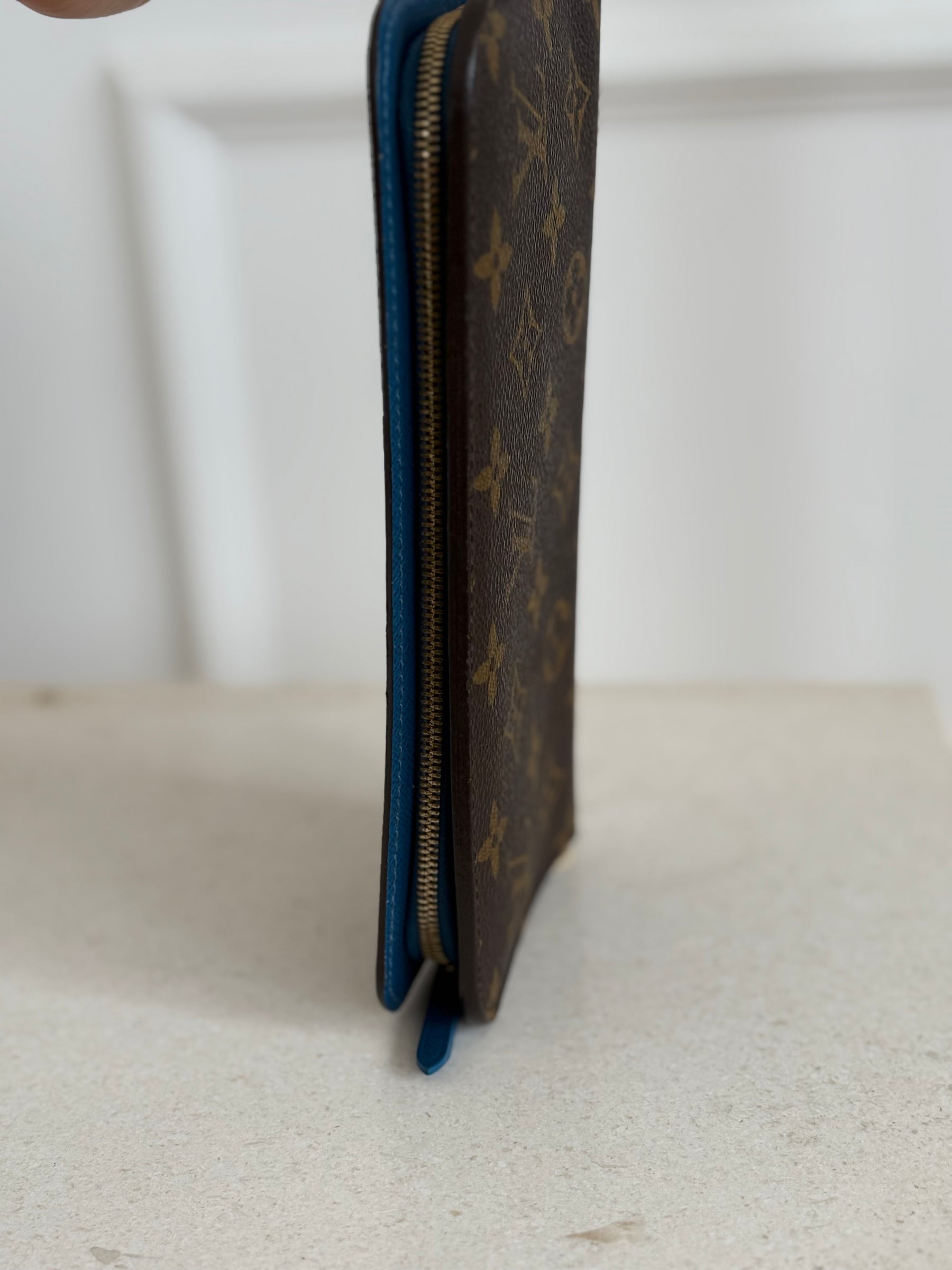 Louis Vuitton Monogram Fold Over Wallet Blue Interior