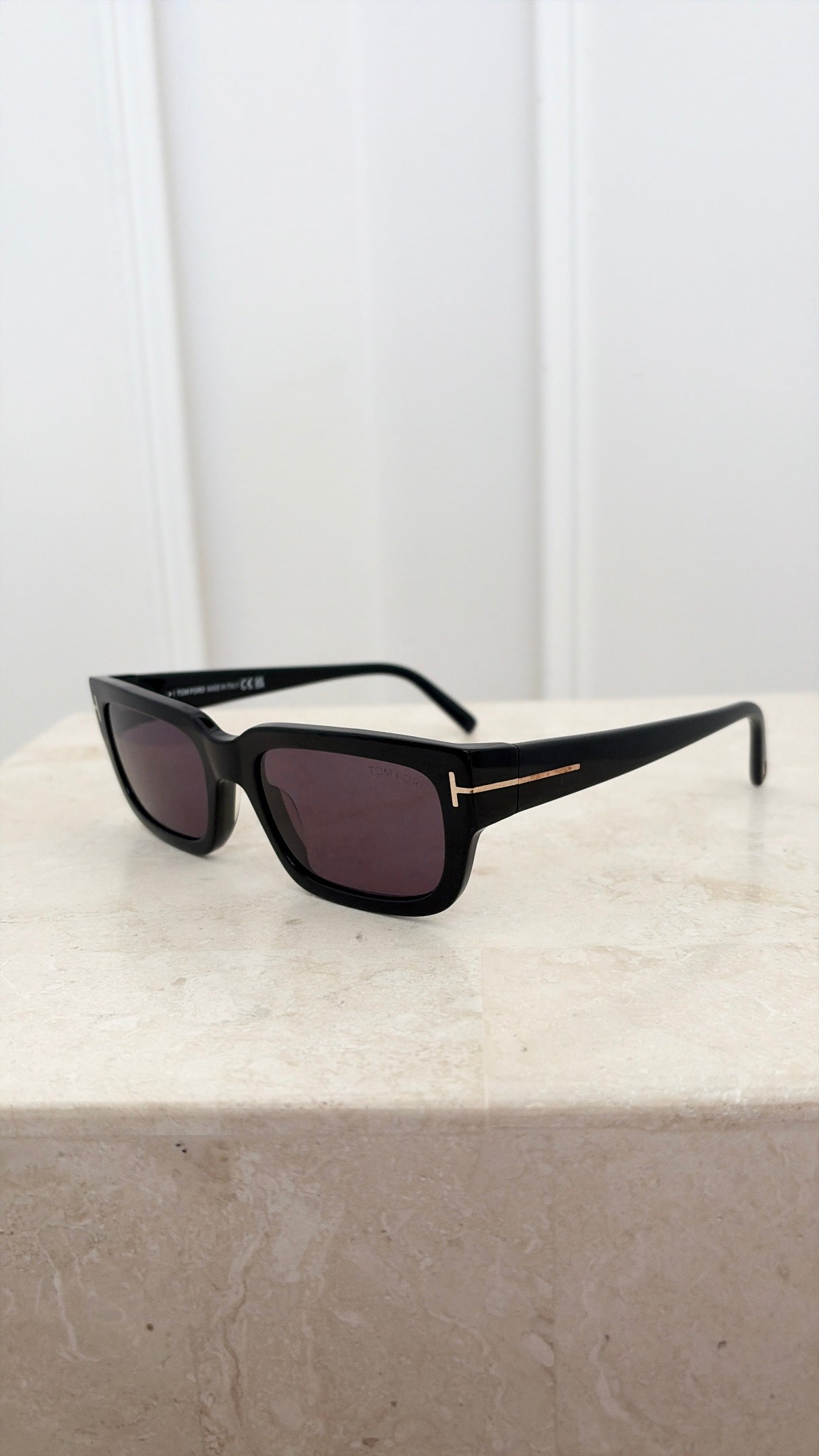 Tom Ford Black Rectangular Acetate Ezra Sunglasses