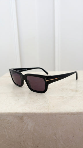 Tom Ford Black Rectangular Acetate Ezra Sunglasses