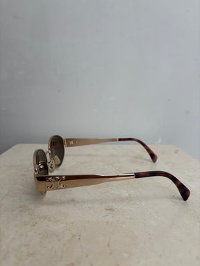 Céline Gold Oval Triomphe Sunglasses