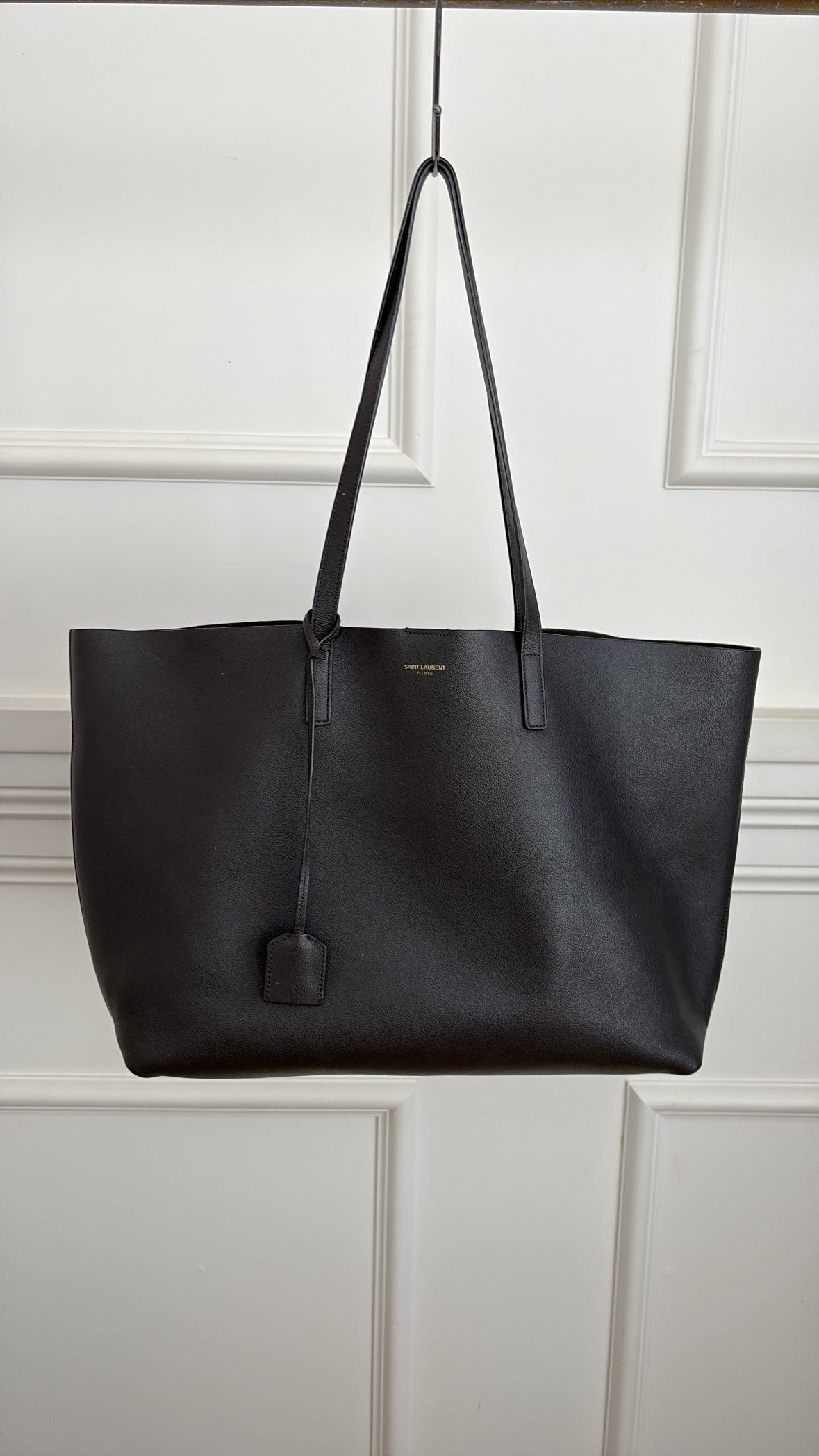 YSL Leather Tote Dark Brown