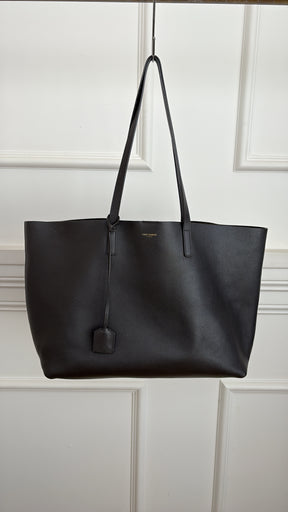 YSL Leather Tote Dark Brown