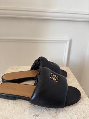 Loewe Anagram Padded Slides Black, 39