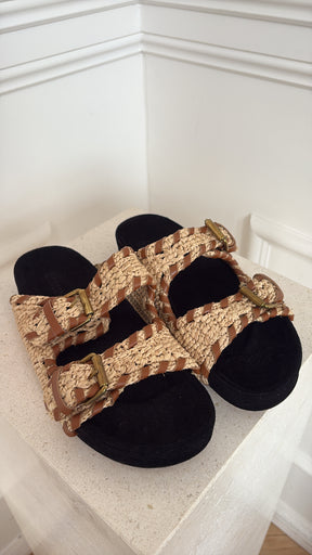 Isable Marant Lennyo Leather Trimmed Woven Raffia Sandals, 39