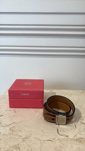 Loewe Tan Leather Wrap Bracelet