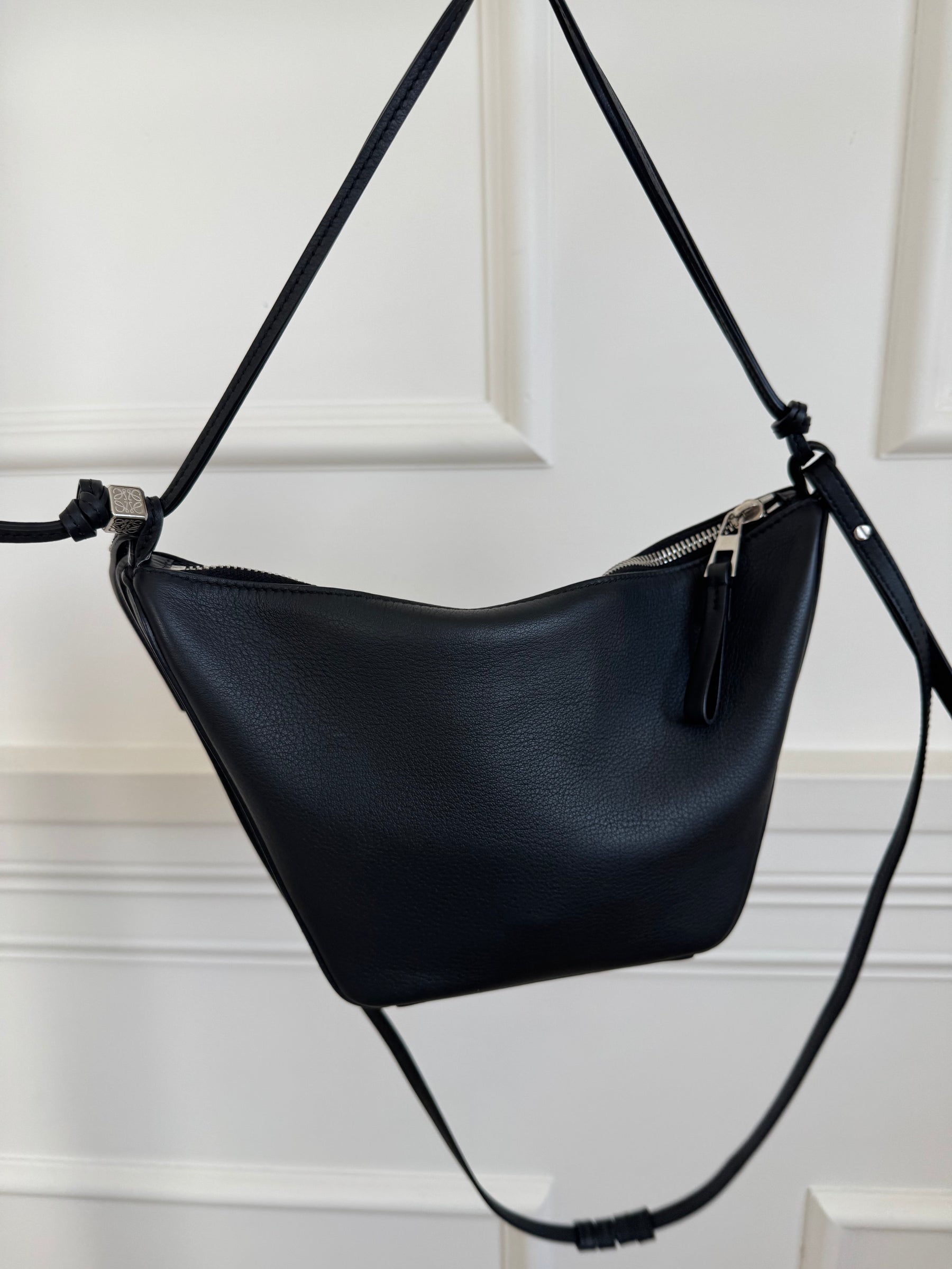 Loewe Black Leather Mini Hammock Hobo Bag