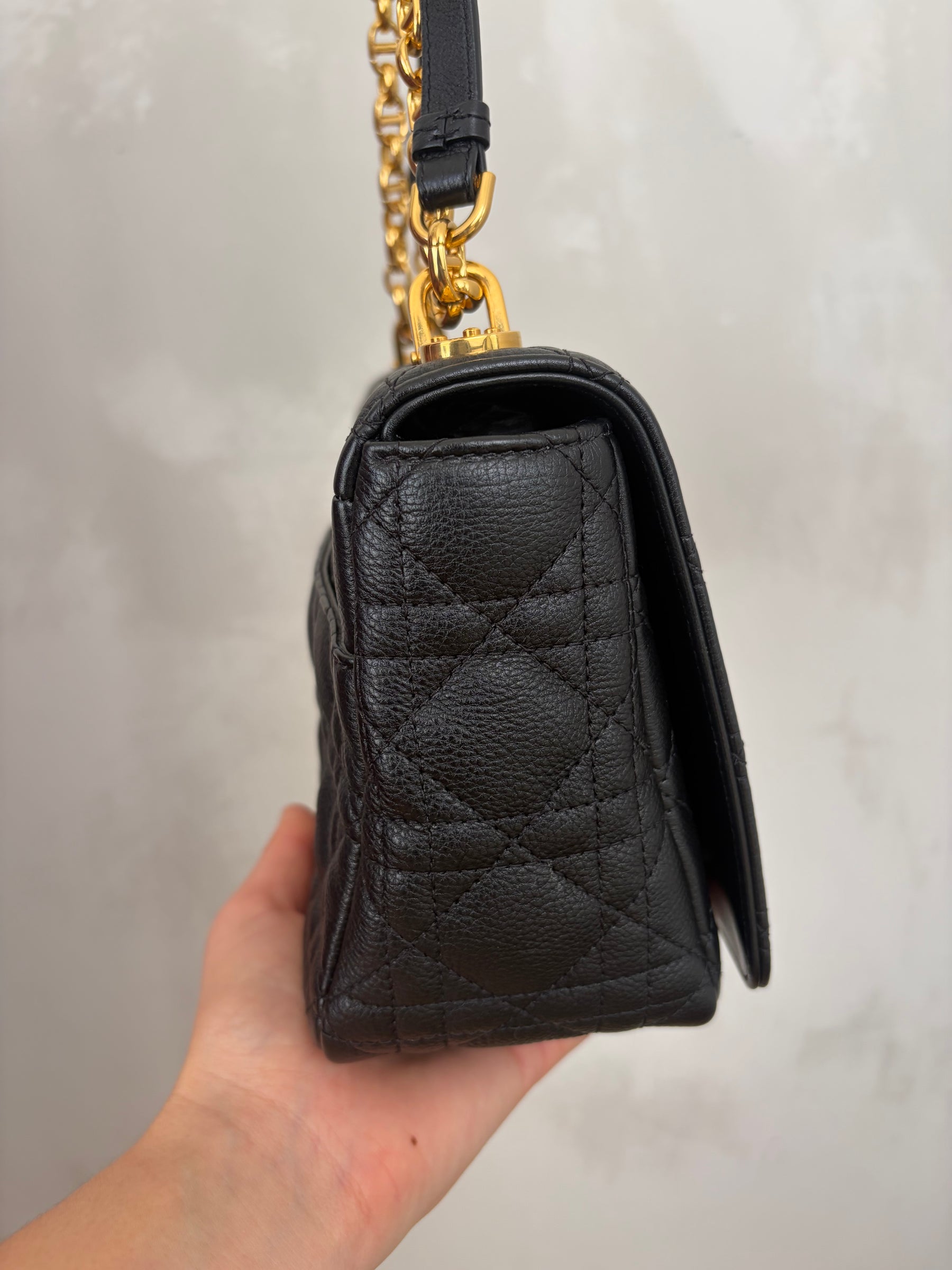 Dior Black Leather Medium Caro Bag