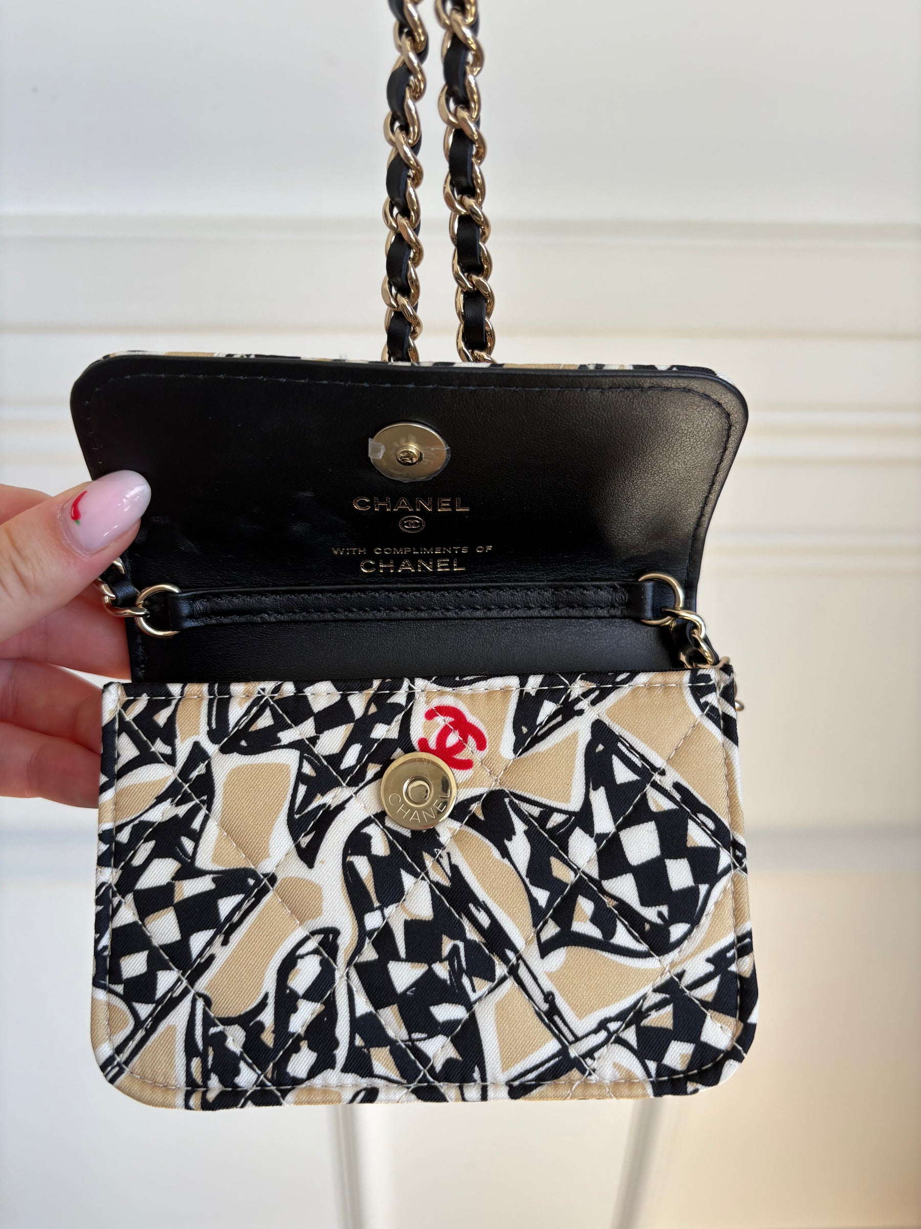 Chanel Black and Beige Flag Print Mini Bag