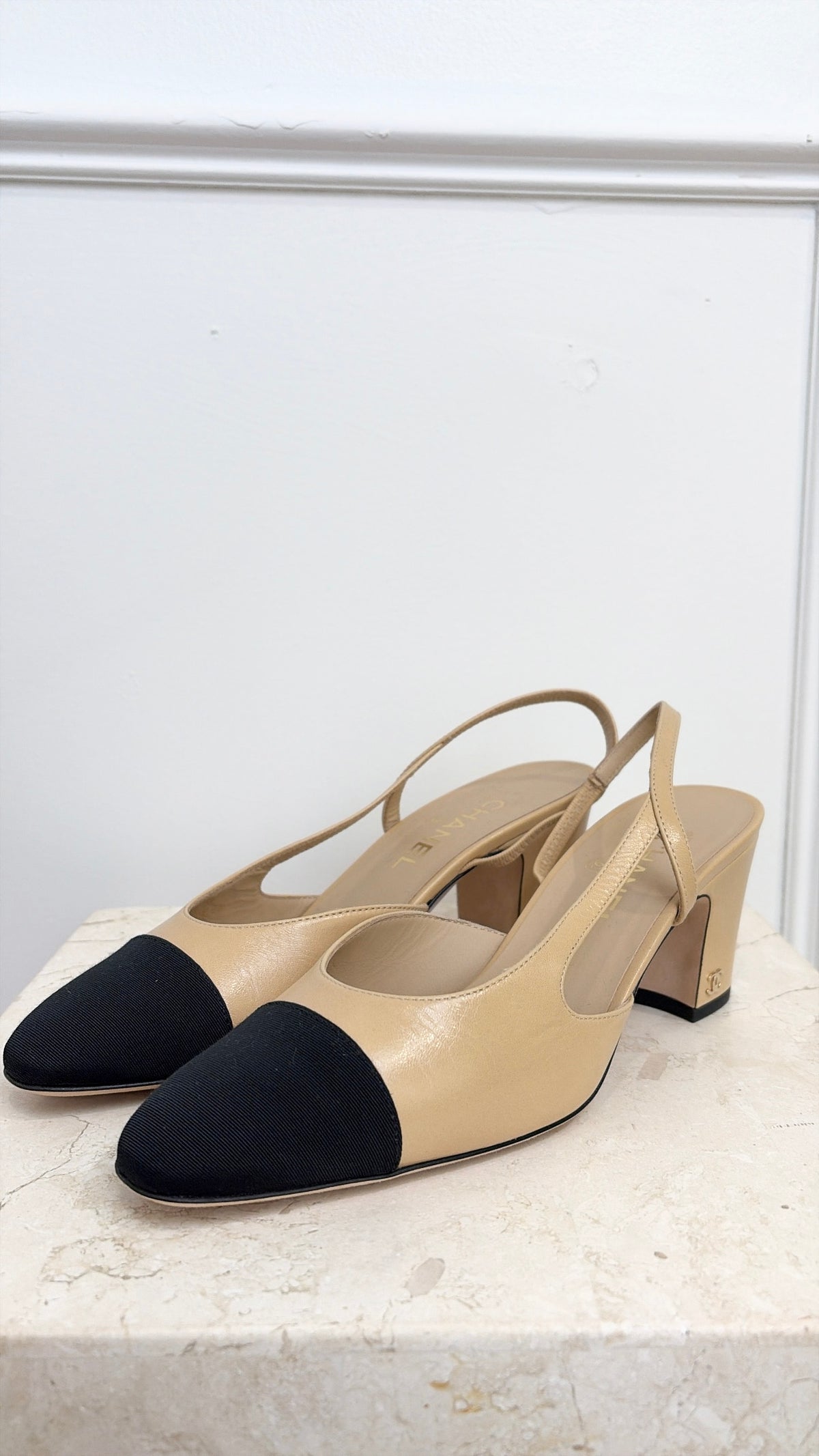 Chanel Slingbacks Tan Black, 39