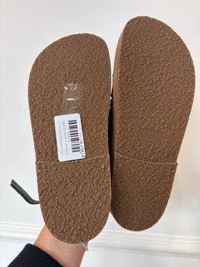 Celine Tippi Triomphe Sandals In Dark Brown, 38