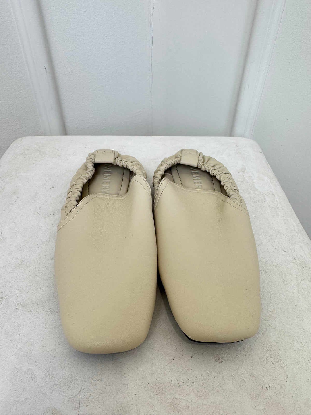 a.emery Cream Leather Square Toe 'Delphine' Loafer, 36