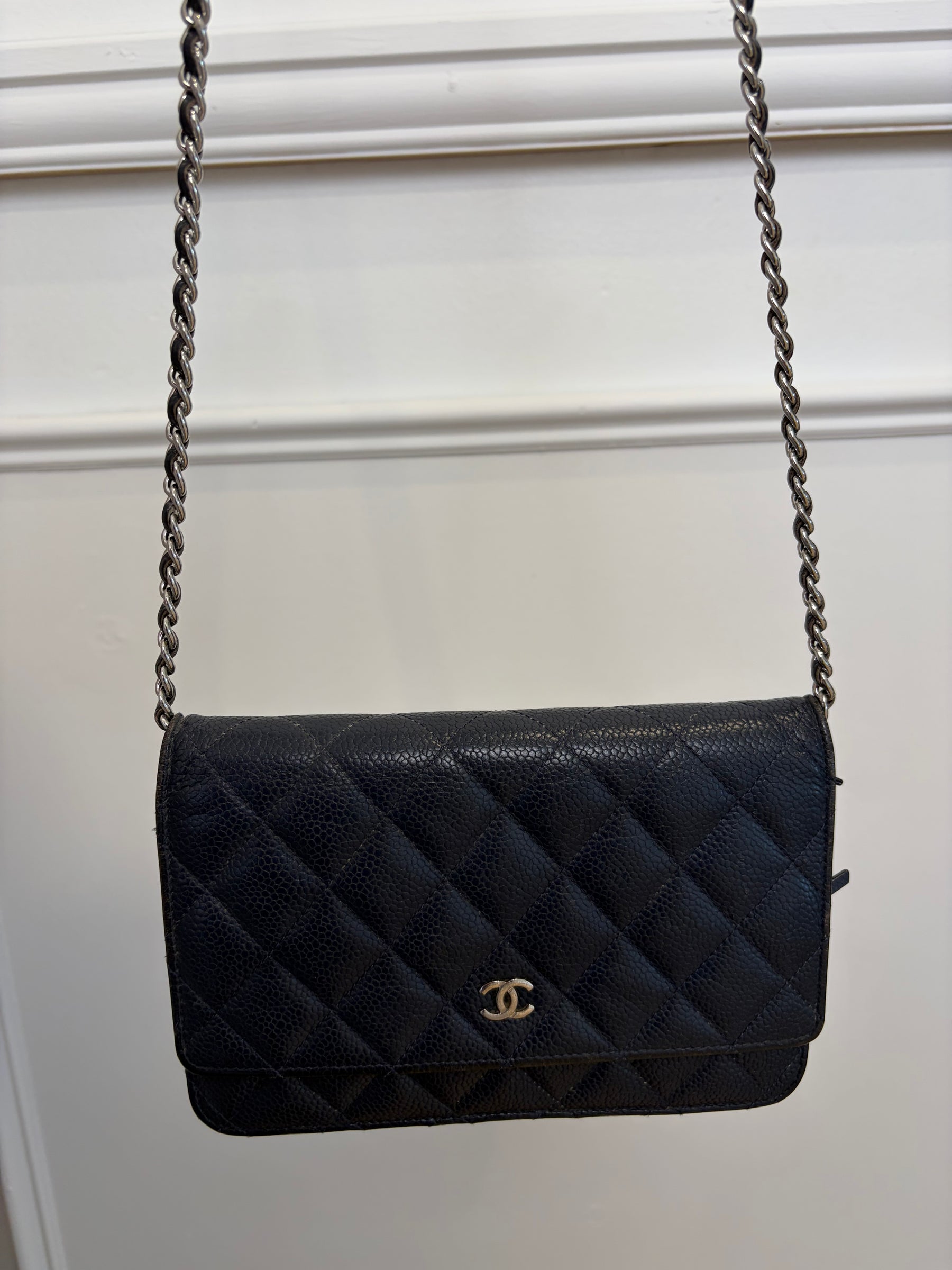 Chanel Navy Caviar Leather Wallet on Chain