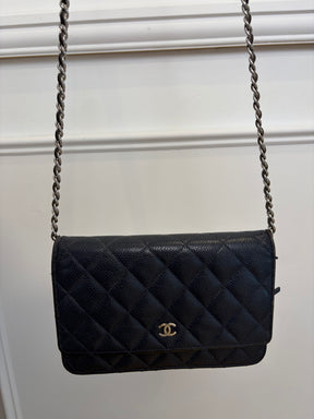 Chanel Navy Caviar Leather Wallet on Chain