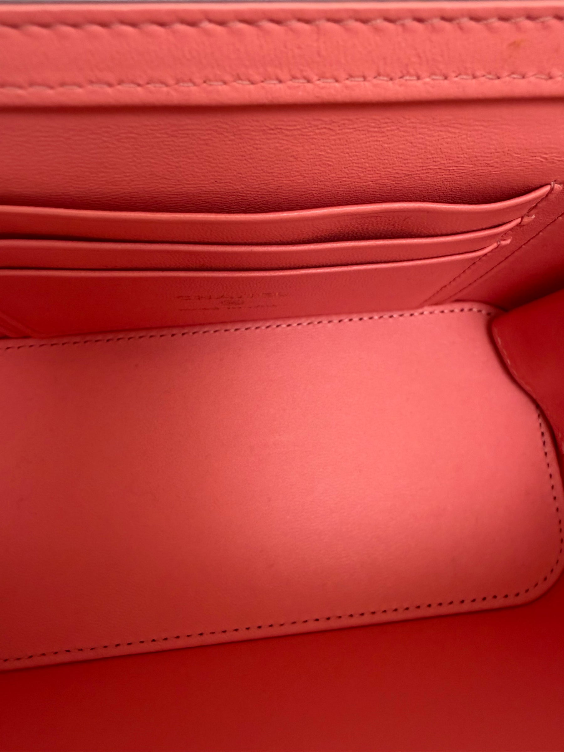 Chanel Coral Lambskin Leather Top Handle Vanity
