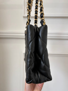 Chanel Black Lambskin Quilted Leather Chain Tote