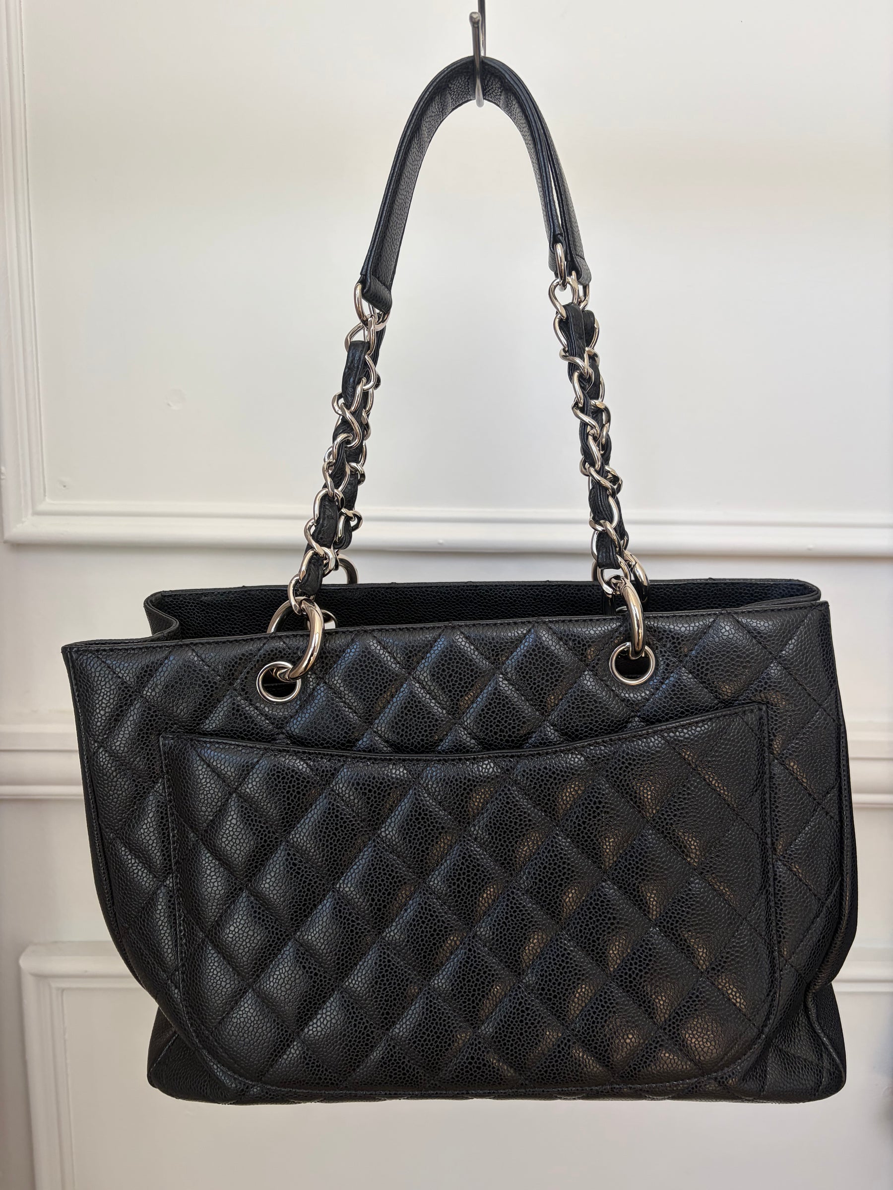 Chanel Black Caviar Leather Grand Shopping Tote