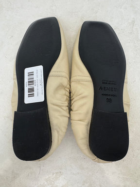 a.emery Cream Leather Square Toe 'Delphine' Loafer, 36