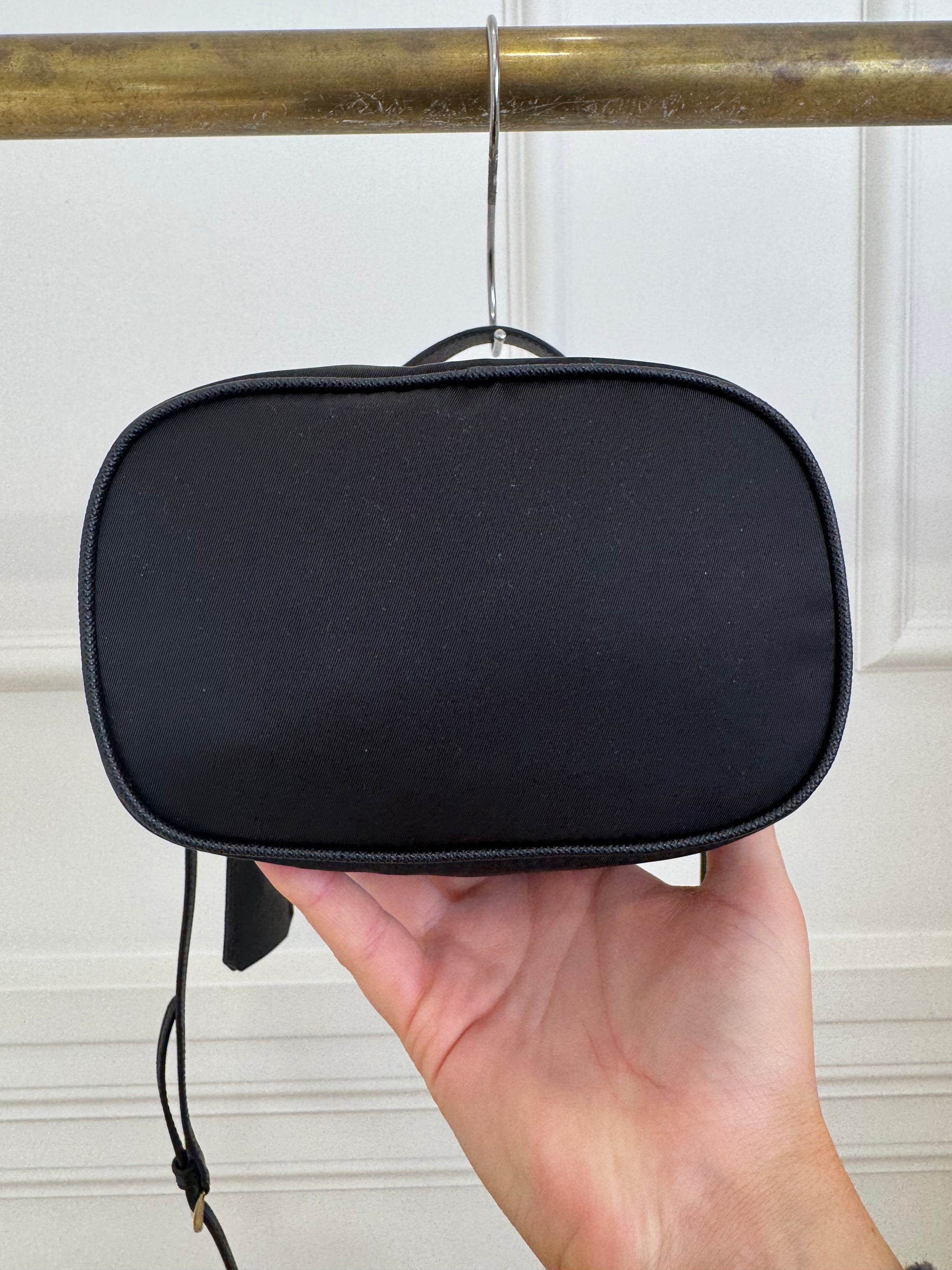 Prada Black Nylon Drawstring Bucket Bag