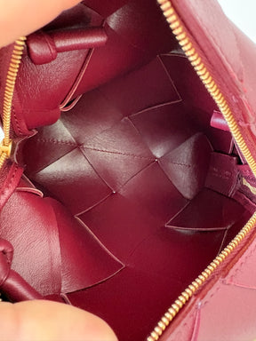 Bottega Veneta Maxi Intrecciato Mini Cassette Camera Bag In Merlot