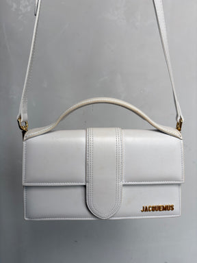 Jacquemus White Leather Bambino Top Handle Crossbody Bag