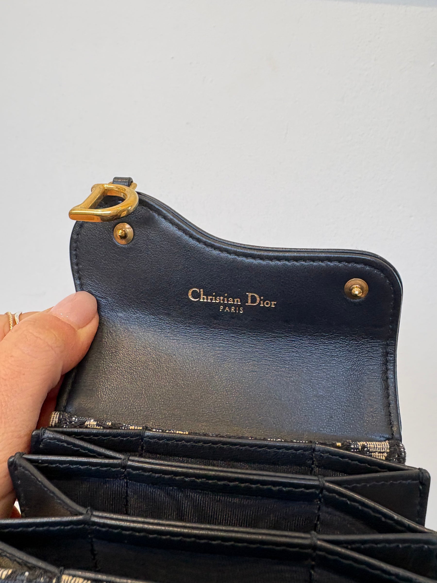 Dior Saddle Bloom Card Holder Blue Jacquard